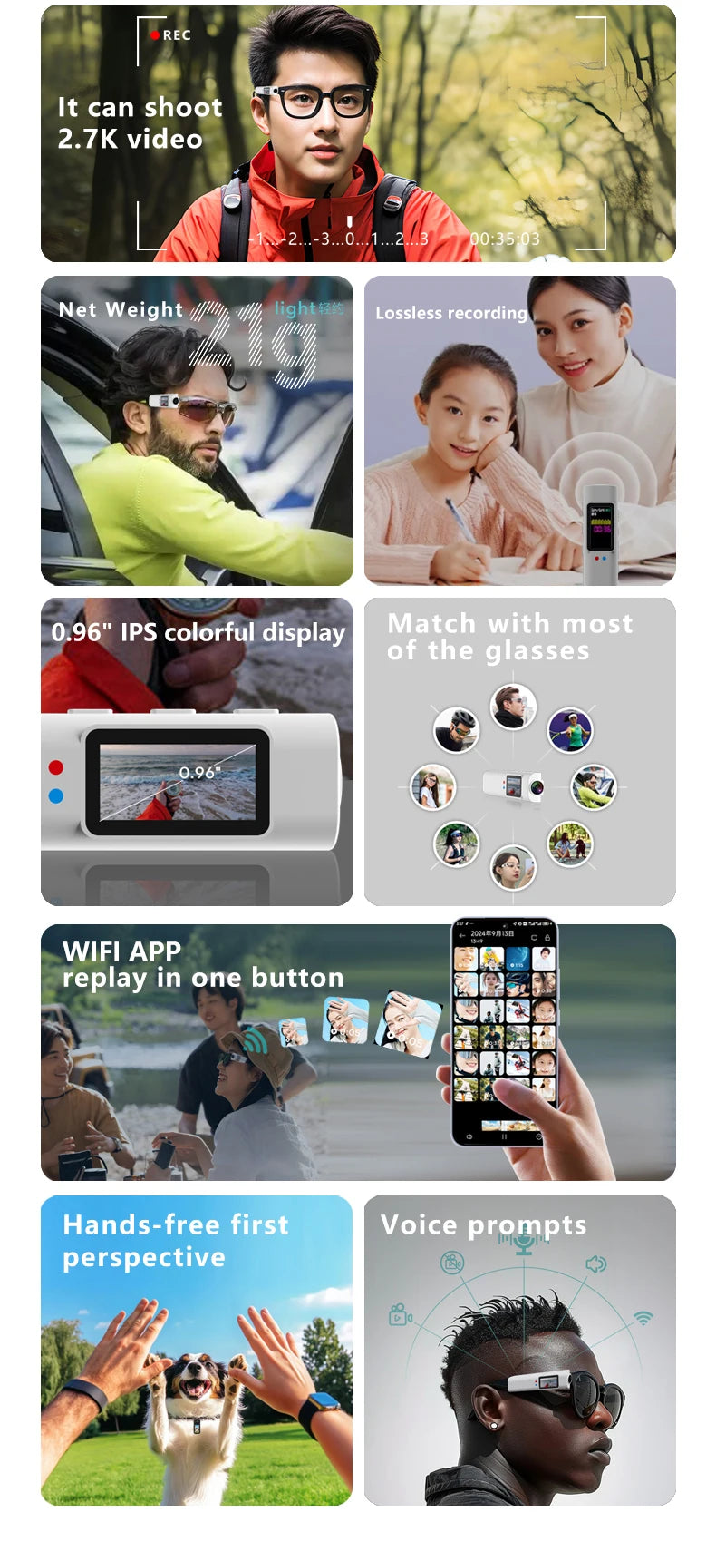 Xiaomi 4K Mini FPV Eyeglasses Video Shooting Micro-camera HD WiFi Intelligent Headset Glasses Video&Sound Recording WiFi APP