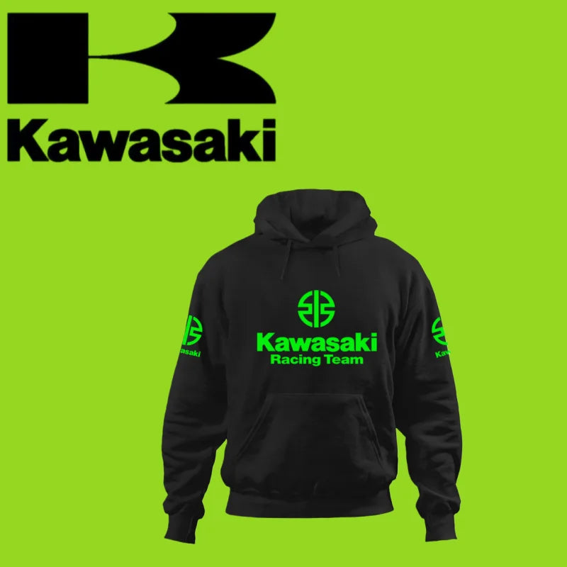 Kawasaki Motorcycle Logo 2025 Spring/Summer New Y2K Bug Fashion Trend Autumn/Winter Printed 100% Pure Cotton Casual Hoodie