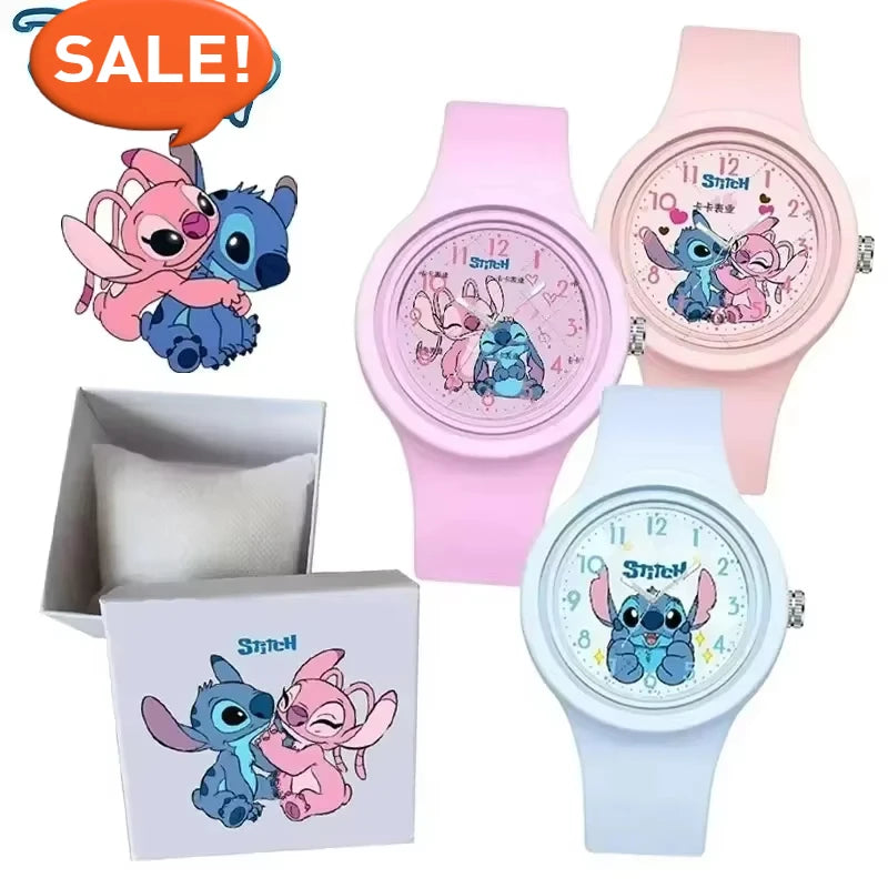 cute Stitch Watch  Cartoon Lilo & Stitch Kawaii Silicone Quartz Watch Anime Peripherals Children Birthday Gifts Toys