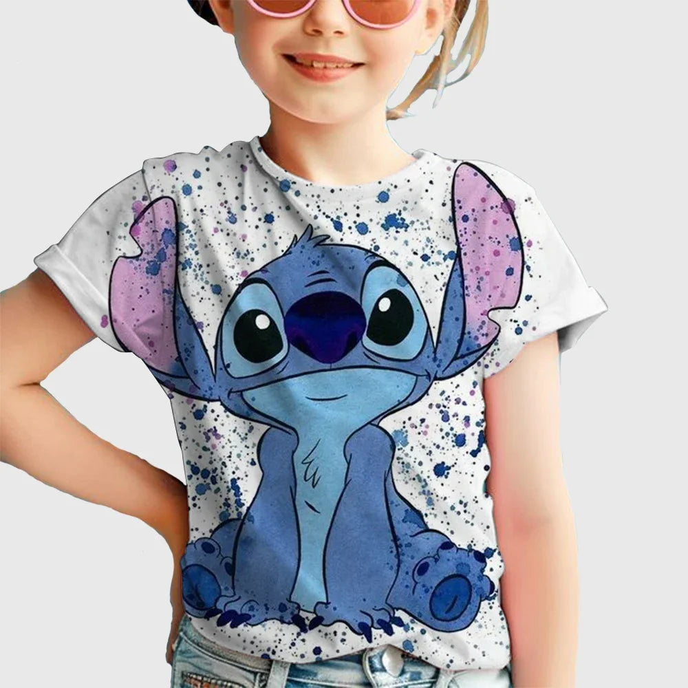 Kawaii Lilo Stitch Cartoon T Shirt Children Kids Stitch Cute Manga T-shirt Y2k Graphic Tshirt Top Tees Stich Boys Clothes Girls