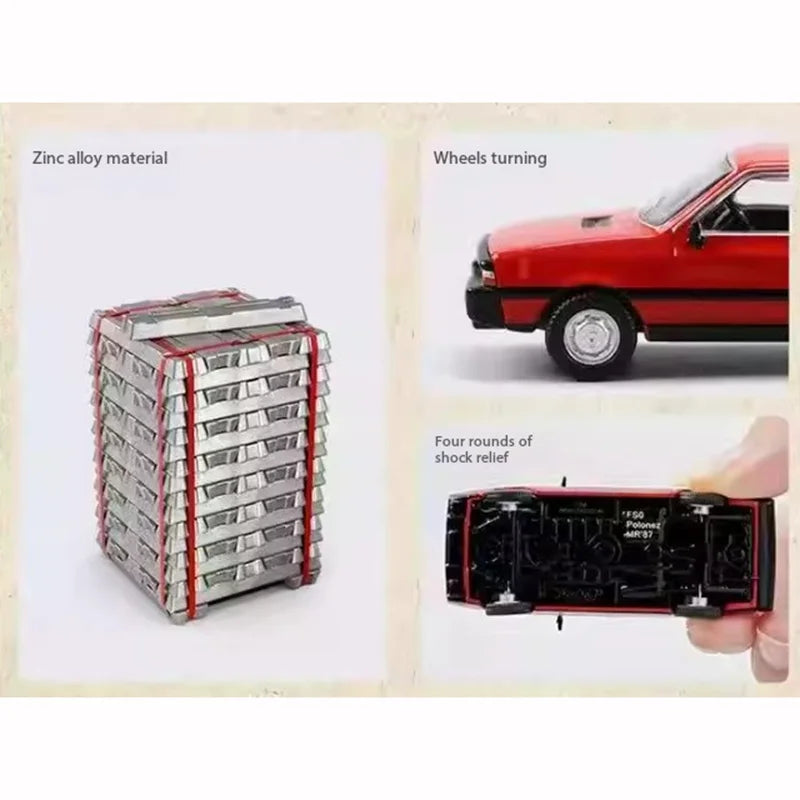 Perka 1:64 Scale FSO Polonez MR'87/M21 GAZ-21 Volga Alloy Car Model Static Display Hobby Collection