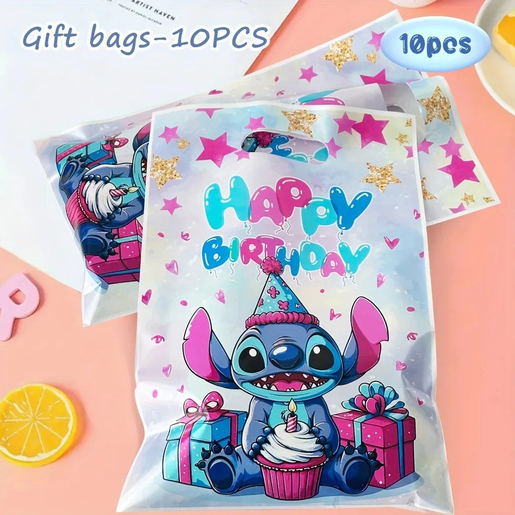 Kawaii Stitch Gift Bags Candy Loot Handbags Kids Birthday Party Supplies Decoration Theme Gift Filled Bag Toys Kids Party Favors