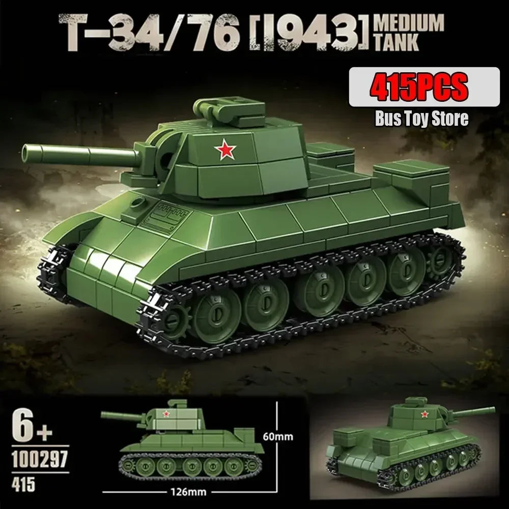 Ww2 German Light Tank PZ.KPFW.38(T)A Military Series WW2 Tank Building Blocks  Bricks Model Set Toys for Kids Gifts