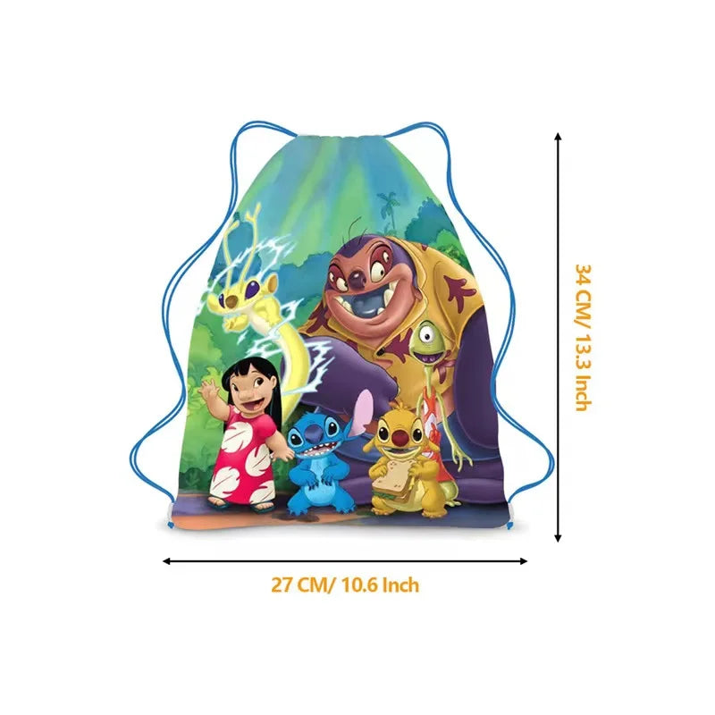 6/24pcs Lilo & Stitch Storage Bag Nonwoven Pink Angel Stitch Drawstring Bags Party Decor Kids Birthday Christmas Gift