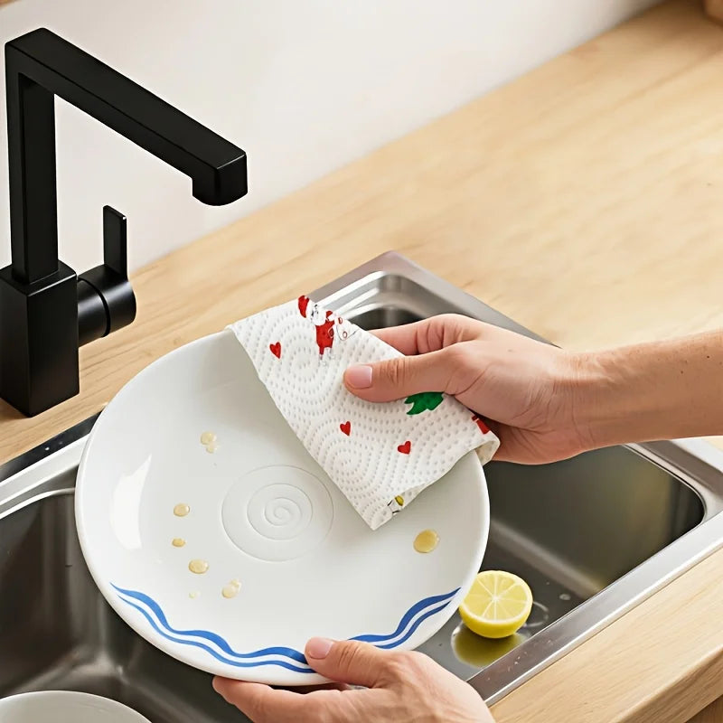 Christmas Kitchen Paper Towels Thick 3 Ply Disposable Cleaning Roll Strong Absorbent Wet And Dry Household Tissue Roll