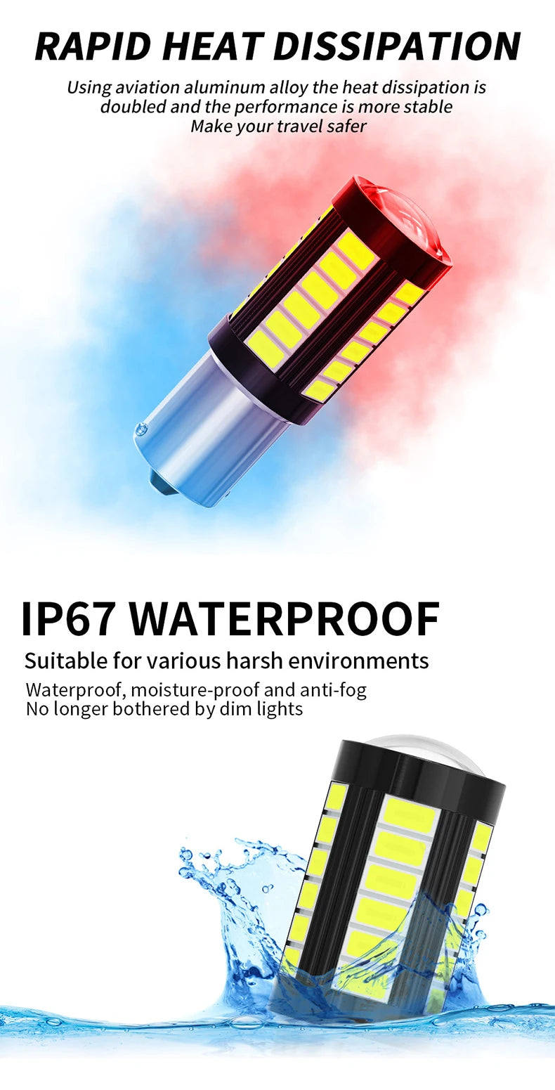 2pcs LED 1156 BA15S P21W 1157 BAU15S PY21W P21/5W BAY15D For Car Truck ATV Light Canbus 5630SMD Turn Signal Lamp DRL Bulb 12V24V