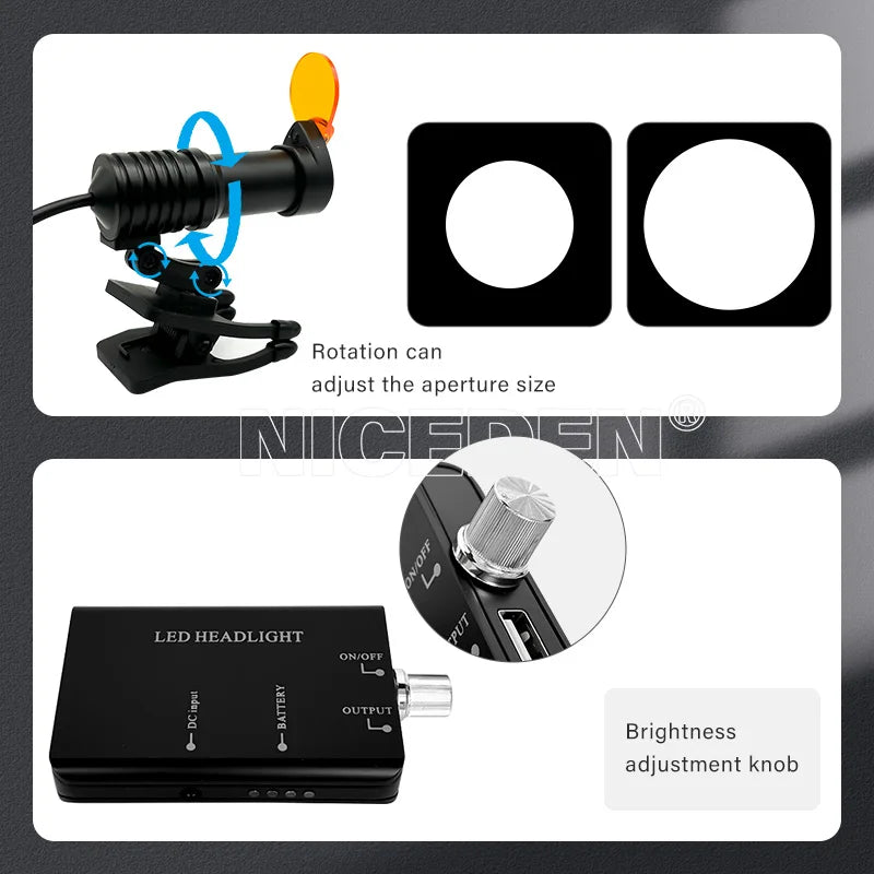 Lupas 5x Lupa Binocular Dental 5w LED Medicina De Laboratorio Lente De Aumento Binocular Luz Equipo Quirúrgico Dental