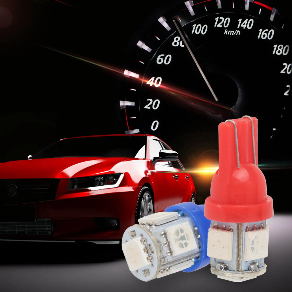 50pc/set Led W5W T10 Car Led Wedge Lamp T5 W3W Bulbs Lights Wedge Concierge Lights Map Lights 6500K 12V Auto Instrument Lamp