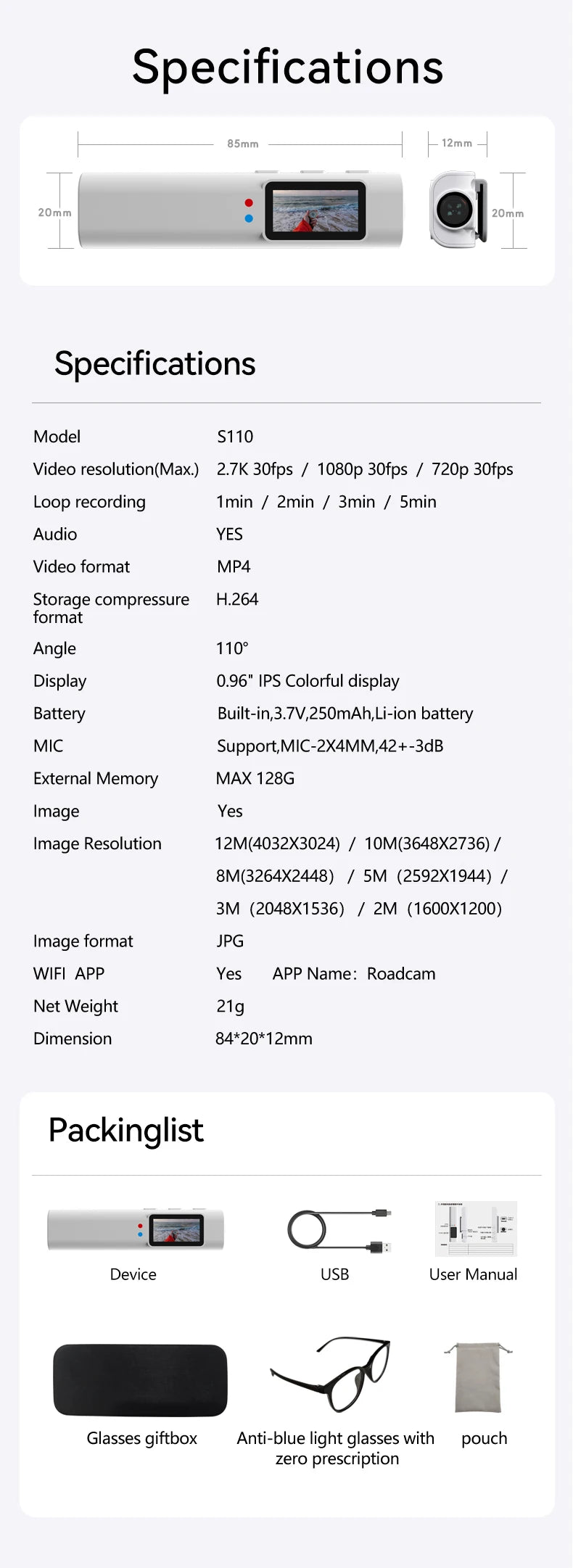 Xiaomi 4K Mini FPV Eyeglasses Video Shooting Micro-camera HD WiFi Intelligent Headset Glasses Video&Sound Recording WiFi APP