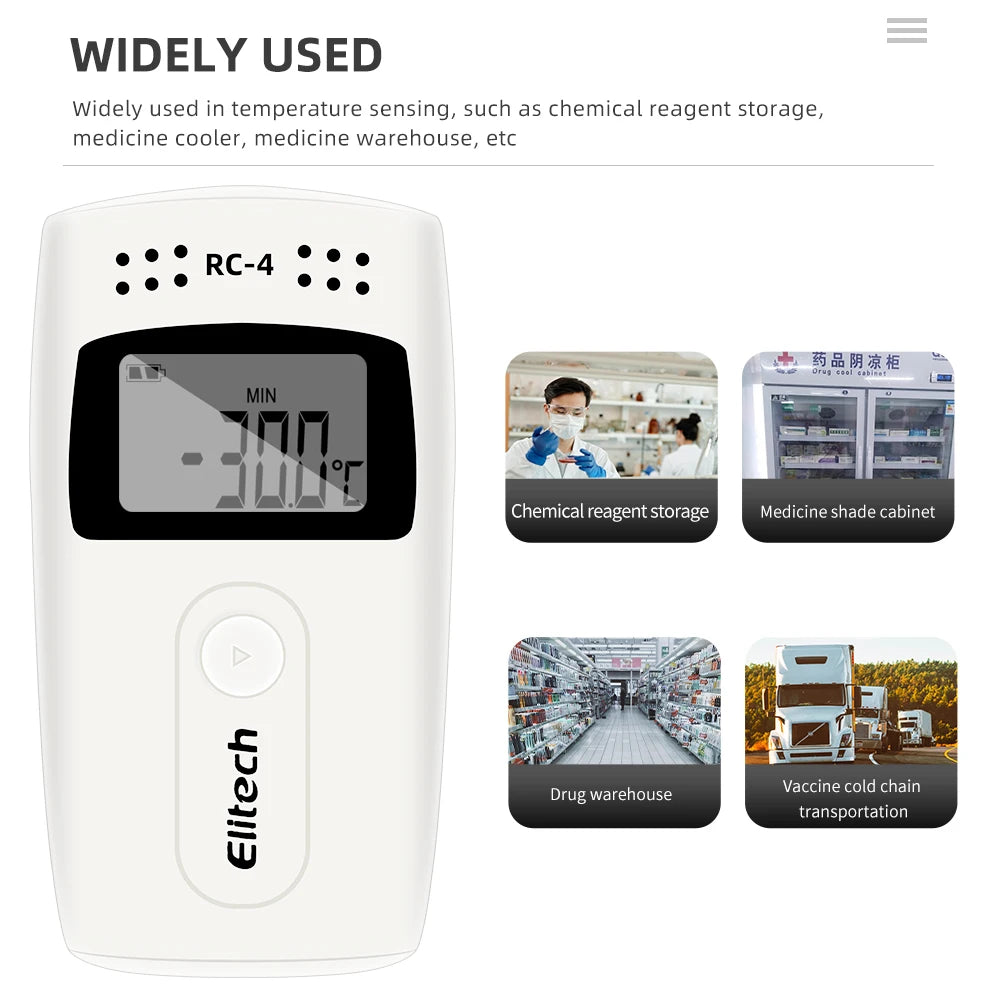 RC-4 Mini Temperature Data logger USB Datalogger Temperature Data Recorder External Sensor 16000 Point Recorder for Cold Chain