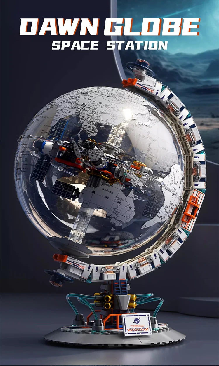 New Creative Technology Space Station Transparent Globe Building Blocks High Tech Construction Bricks Set Toy Gifts For Children