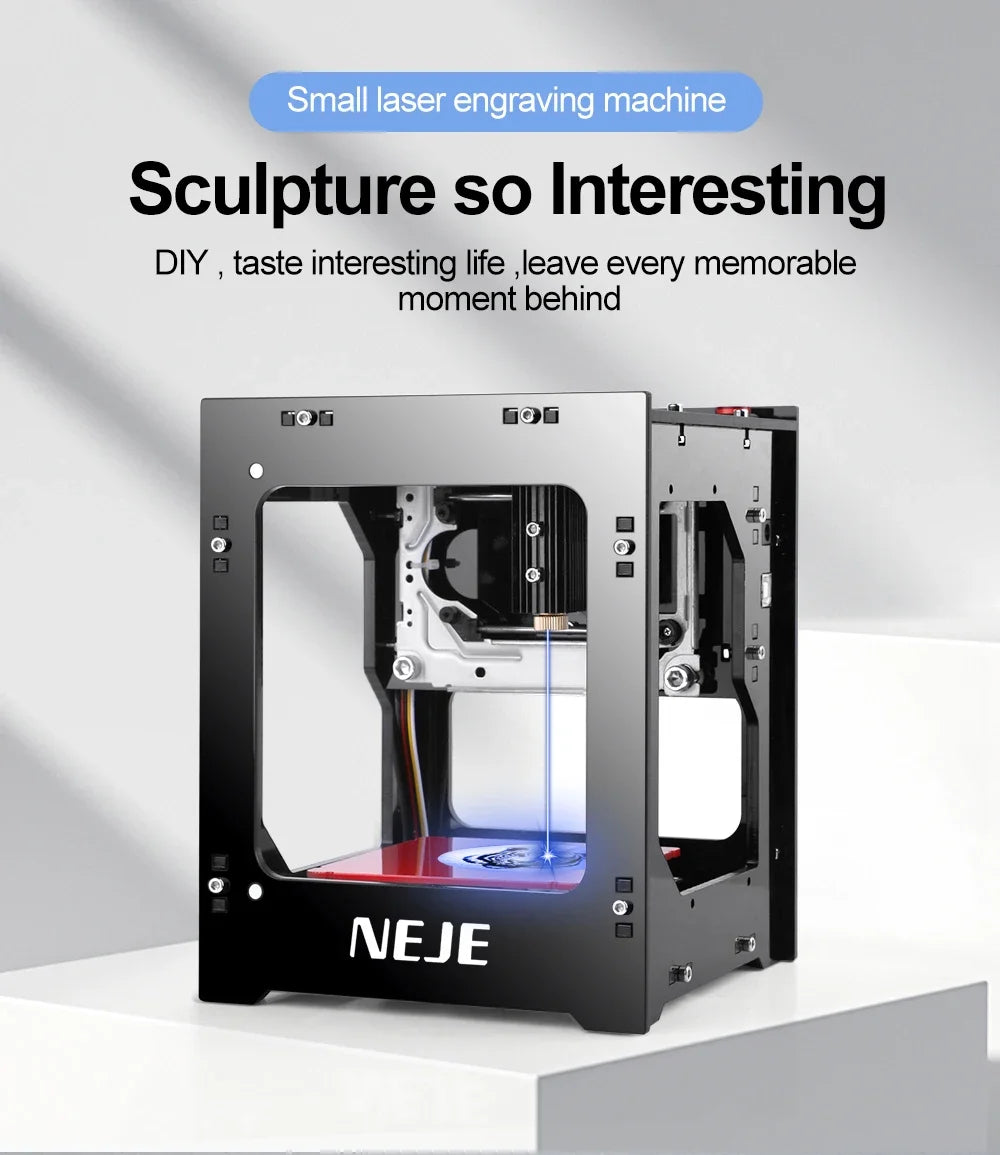 Portable Mini Laser Engraving Machine DIY CNC 405nm Laser 1000/1500/2000mW Adjustable Focus Suitable for Leather and Wood