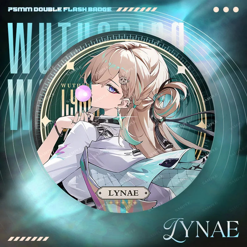 New Wuthering Waves 75MM Laser Brooch Chisa Mornye Lynae Lucilla Badge Pin Cartoon Anime Game Cosplay Jewelry Cute Gift
