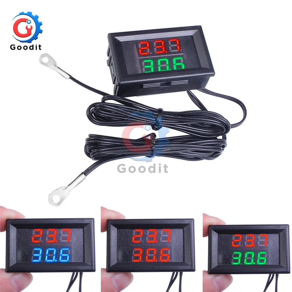 DC4V-28V Mini Temperature Controller Dual Display LED Digital Temperature Sensor Thermometer Tester with control NTC Metal Probe