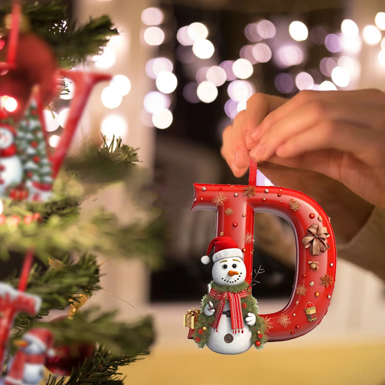 New Christmas Tree Decoration 2D Letter Pendant Acrylic 26 Letter Pendant Hanging Christmas Tree Ornament Accessories navidad