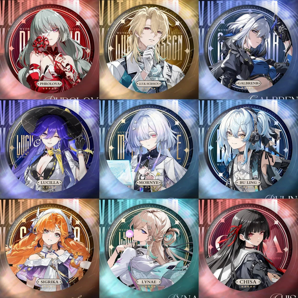 New Wuthering Waves 75MM Laser Brooch Chisa Mornye Lynae Lucilla Badge Pin Cartoon Anime Game Cosplay Jewelry Cute Gift