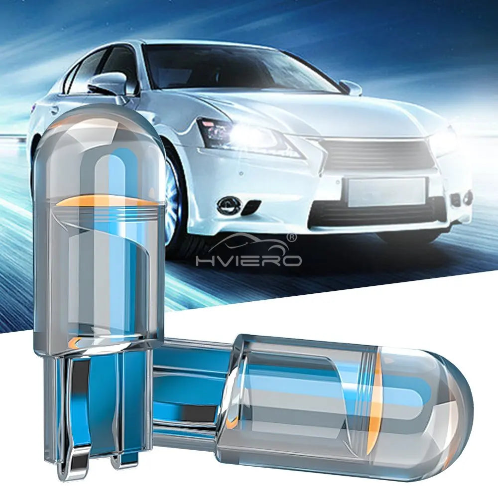 2/4 W5W 194 T10 Glass Housing Cob LED Home Bulb 6000K Wedge License Plate Lamp Dome Light White Diedo Auto Interior Read 12V DC