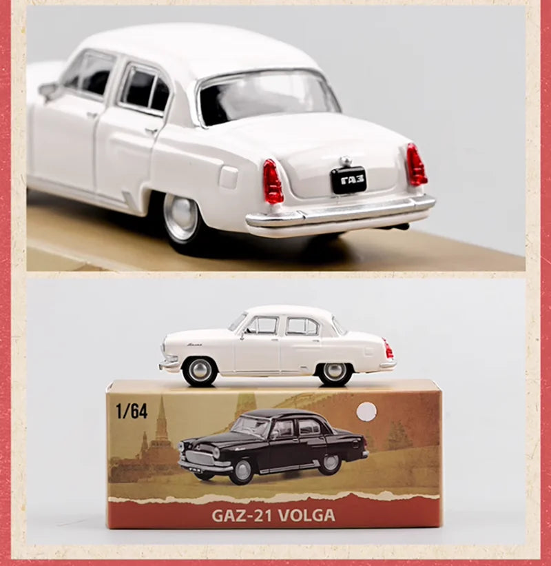 Perka 1:64 Scale FSO Polonez MR'87/M21 GAZ-21 Volga Alloy Car Model Static Display Hobby Collection