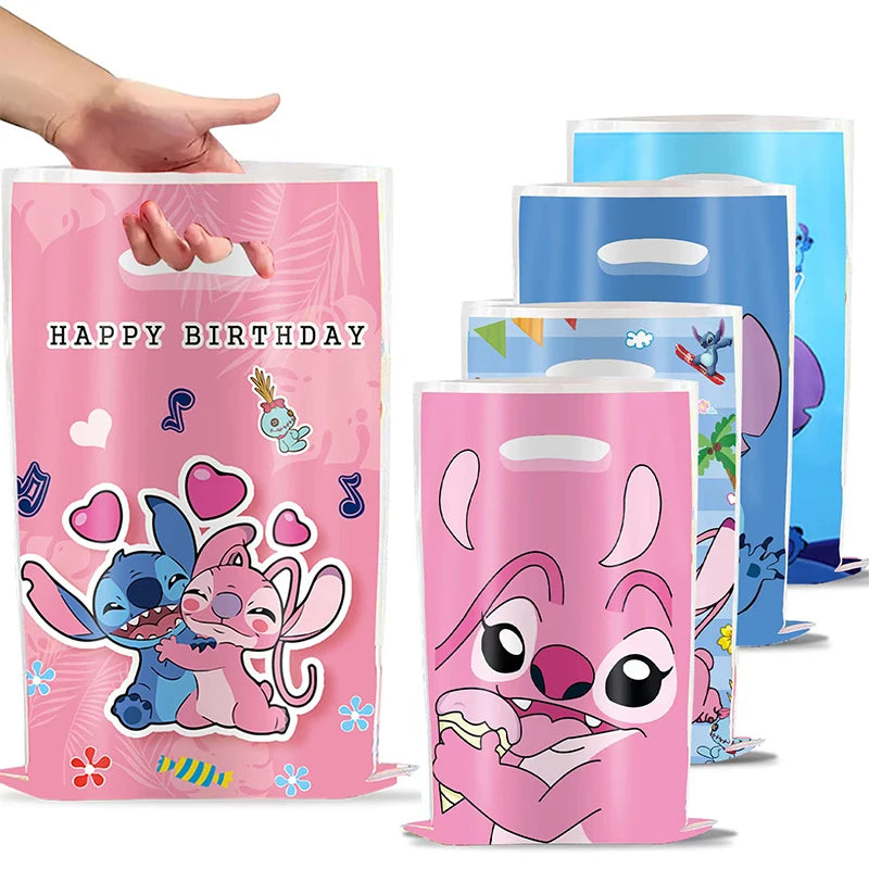 30pcs Blue Pink Stitch Party Gift Bags with Handles Lilo & Stitch Themed Party Favors Bags Baby Shower Kids Birthday Party Decor