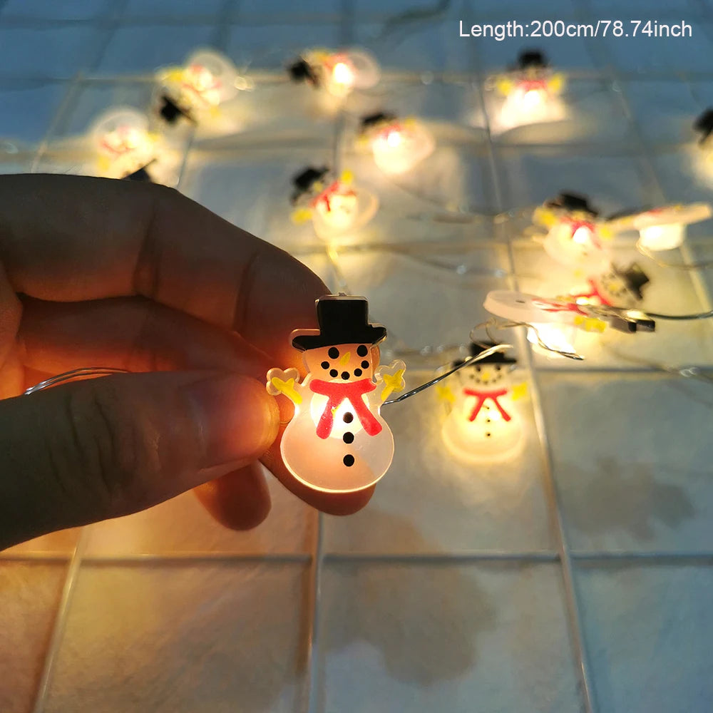 Runtowo Santa Claus Snowman LED Light String Christmas Decoration For Home Xmas Tree Ornament 2025 Navidad Gift 2026 New Year