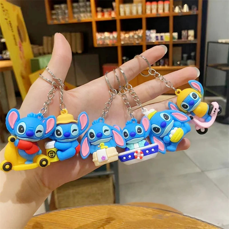 10Pcs/Lot Cartoon Keychain Cartoon Lilo & Stitch Cute Doll Keyring Ornament Key Chain Car Pendant Kids Gifts