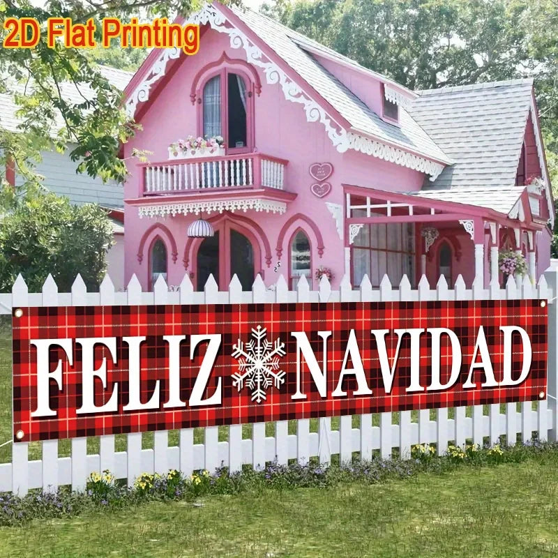 1 Feliz Navidad Christmas banner - Spanish "Merry Christmas" decoration, suitable for holiday party decorations