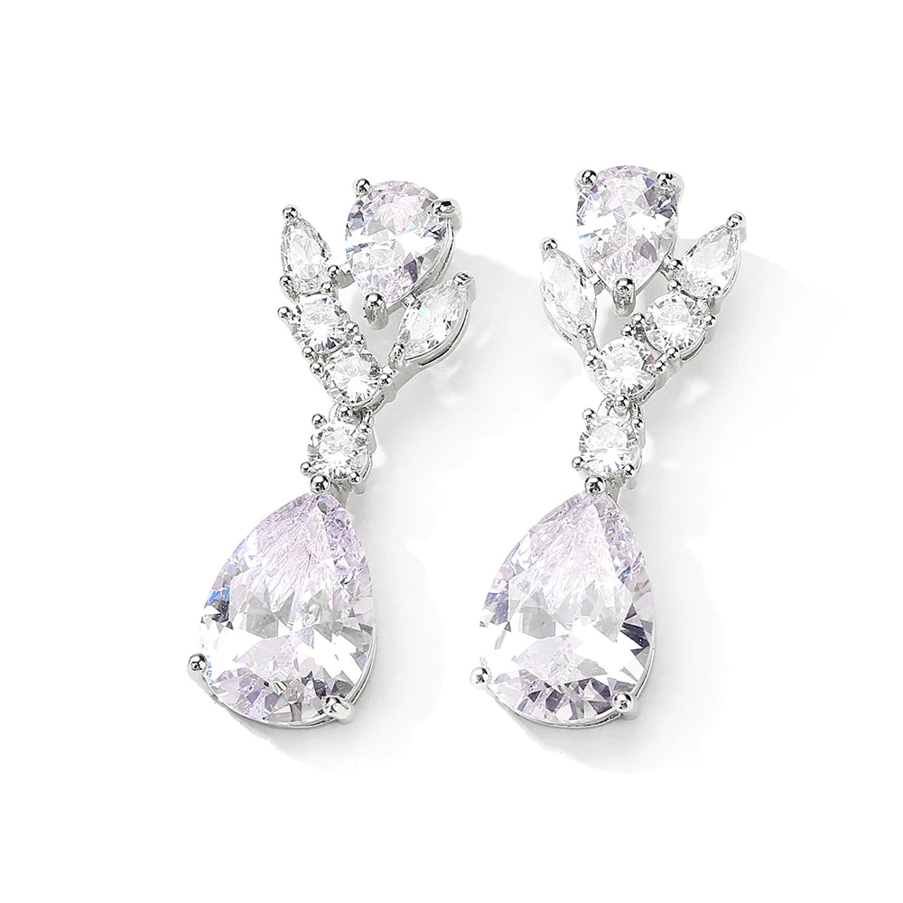 ZAKOL Stylish Geometric Drop Cubic Zirconia Earrings Women Elegant Bridal Wedding Party Jewelry Accessories Wholesale EP2242