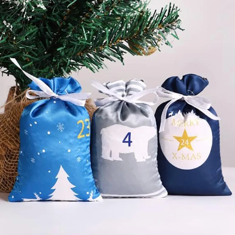 24pcs Christmas Decoration Advent Calendar Gift Bags Kerst Decoratie DIY Paper Stickers Wooden Ornament Xmas Navidad kid Gift