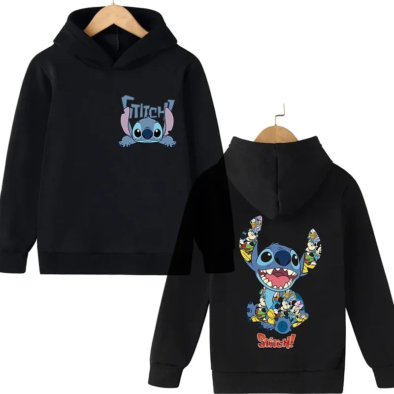 Y2k Anime Stitch Hoodie Children Cartoon Clothes Kid Girl Boy Lilo and Stitch Sweatshirt Manga Hoody Baby Casual Top
