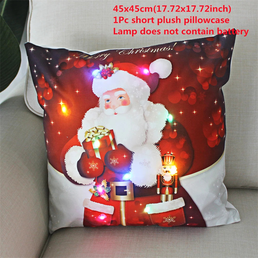 Decoración navideña Funda de almohada LED en conserva Navidad Regalo de Año Nuevo 45x45cm