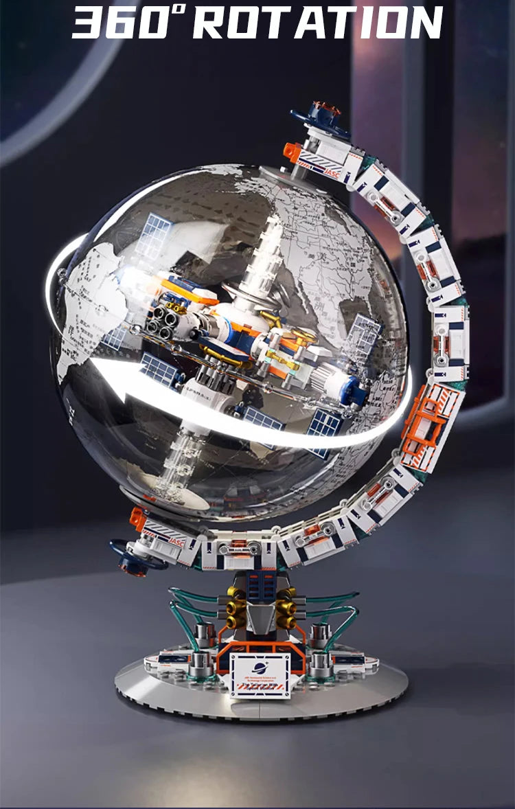 New Creative Technology Space Station Transparent Globe Building Blocks High Tech Construction Bricks Set Toy Gifts For Children