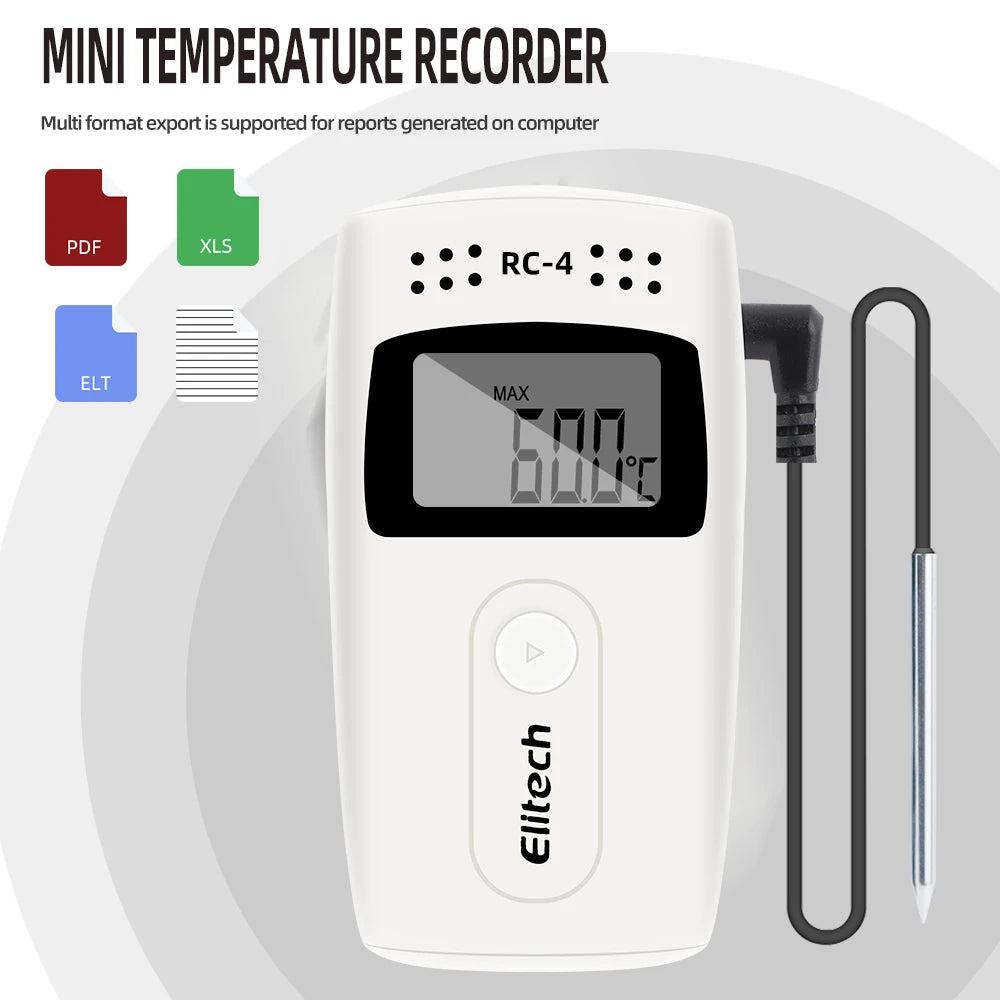 RC-4 Mini Temperature Data logger USB Datalogger Temperature Data Recorder External Sensor 16000 Point Recorder for Cold Chain