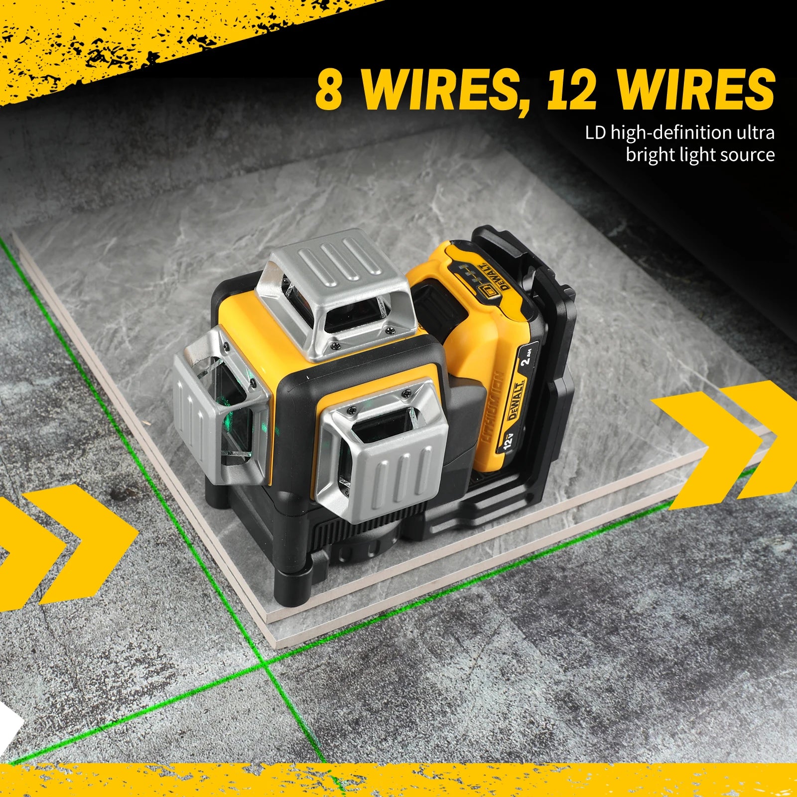 "2025 Nouveau!" DEWALT DW089LG 12 V laser horizontal 12 lignes 3 faces * 360 degrés lumière verte auto-nivelant outil de ligne t