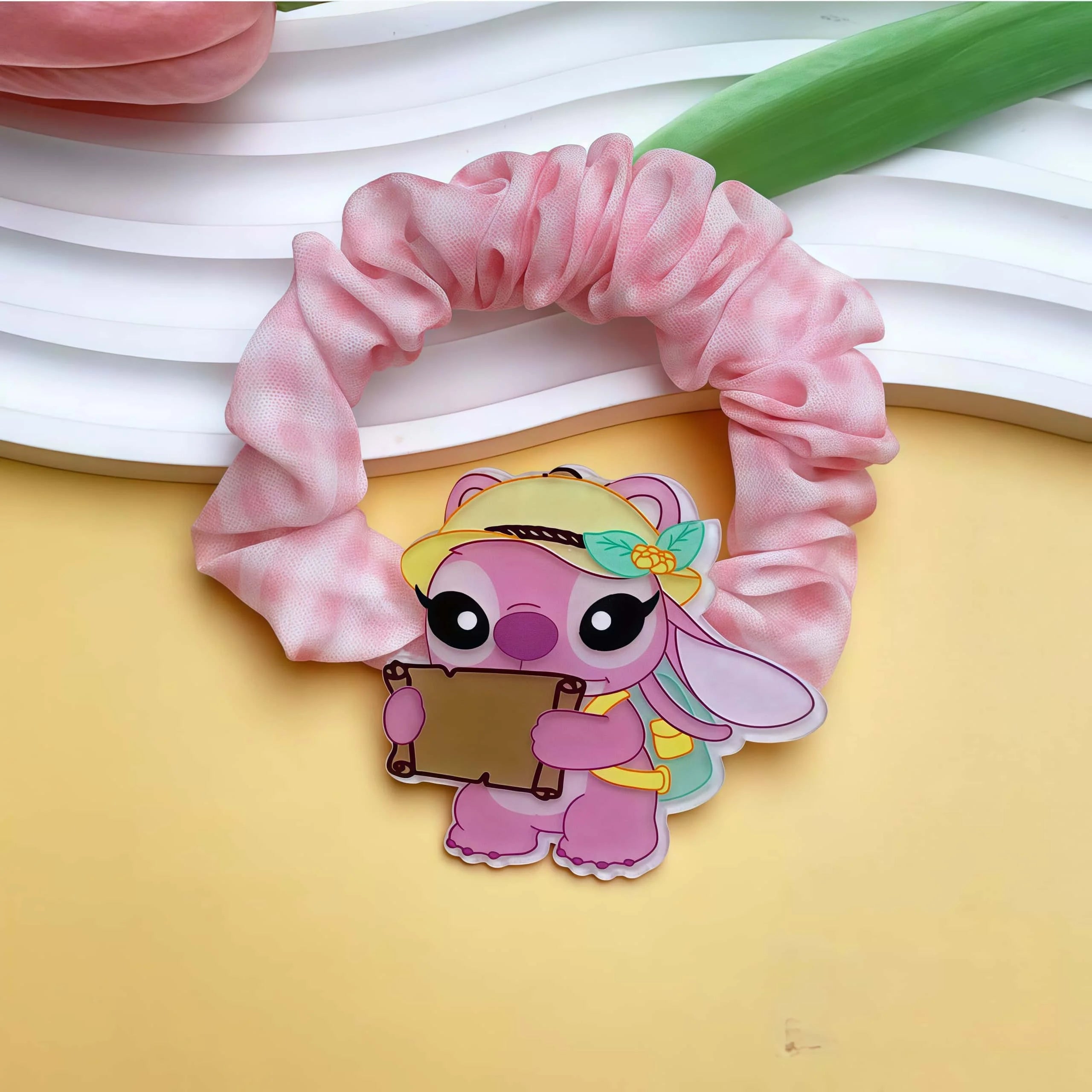 Kawaii Stitch Hair Scrunchies Set, Cute Blue Elastic Hair Bands for Daily Hairstyle & Decor