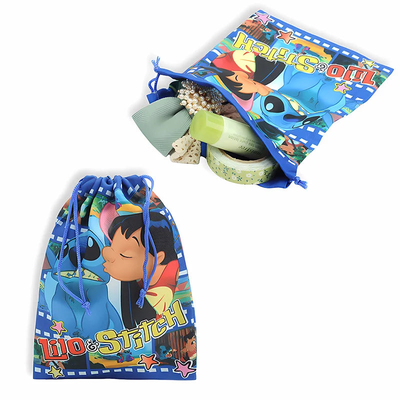 New Anime Stitch Bundle Pocket Kawaii Lilo & Stitch Storage Bag Cartoon Non Woven Drawstring Bag Children Party Gifts