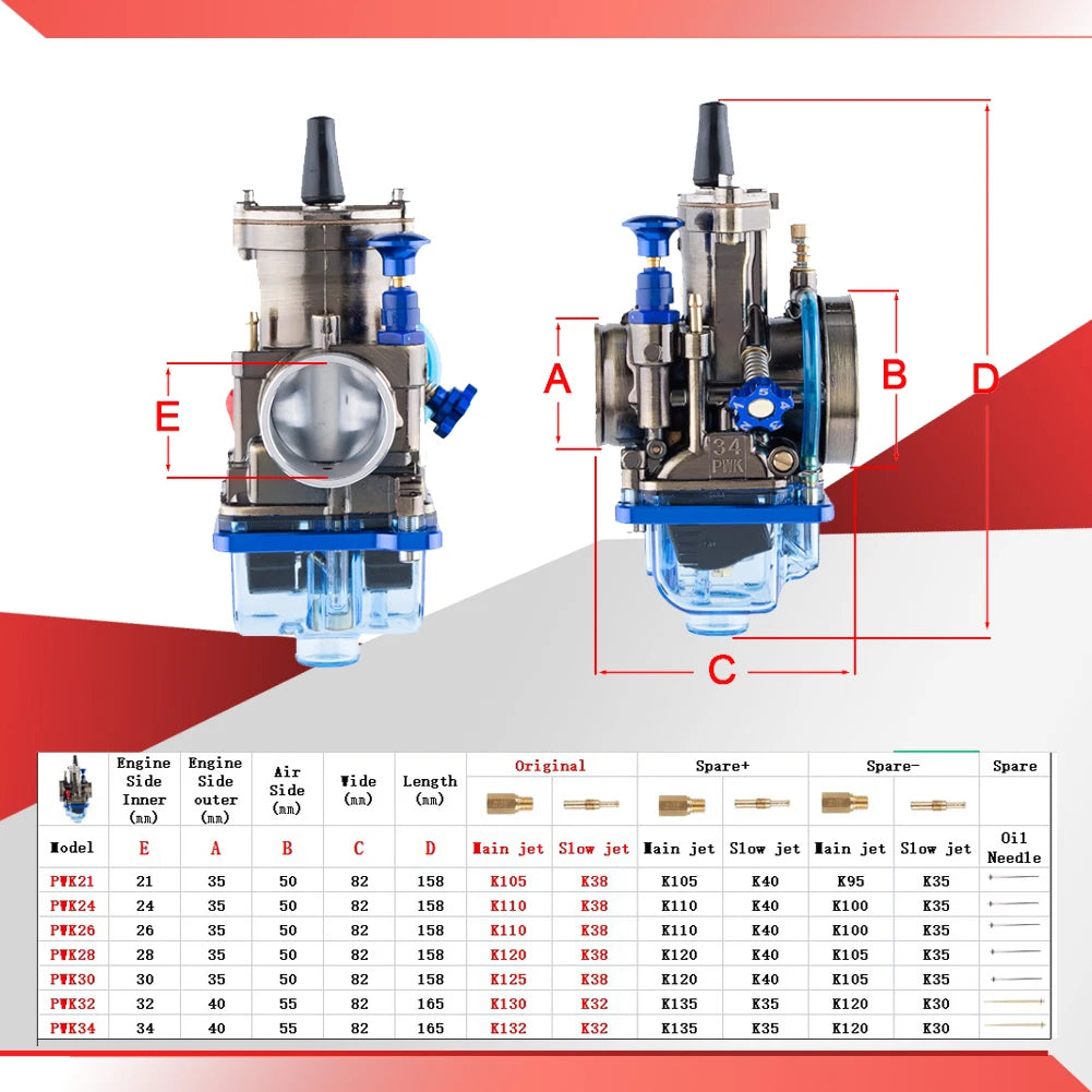 PWK 21 24 26 28 30 32 34 mm Motorcycle Carburetor For Mikuni Maikuni OKO YZ85 Power Jet Blue Transparent Cover Bowl Universal