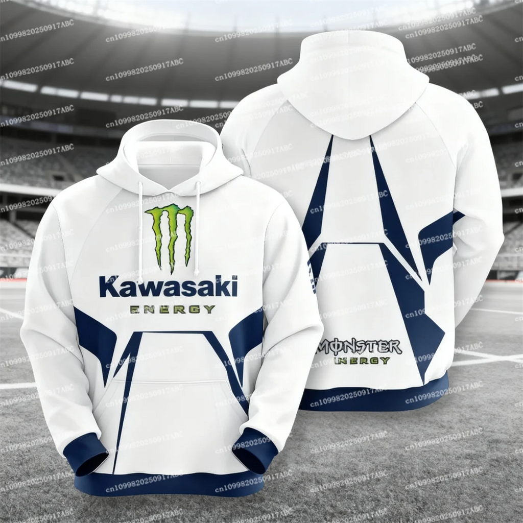 （Kawasaki ）Men Hoodie Kawasaki Hoodie Sportswear High Quality Men's Skeleton  Hoodie Street Motorcycle Uniform Adult Hoodie