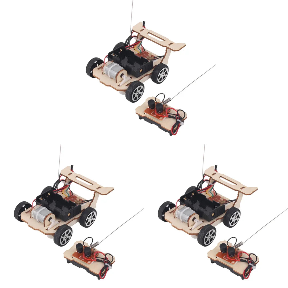 DIY Wooden Remote Control Car Model Assembly RC Toys Science Experiment Kits Exercise Thinking STEM Educational Toy Gift for Kid