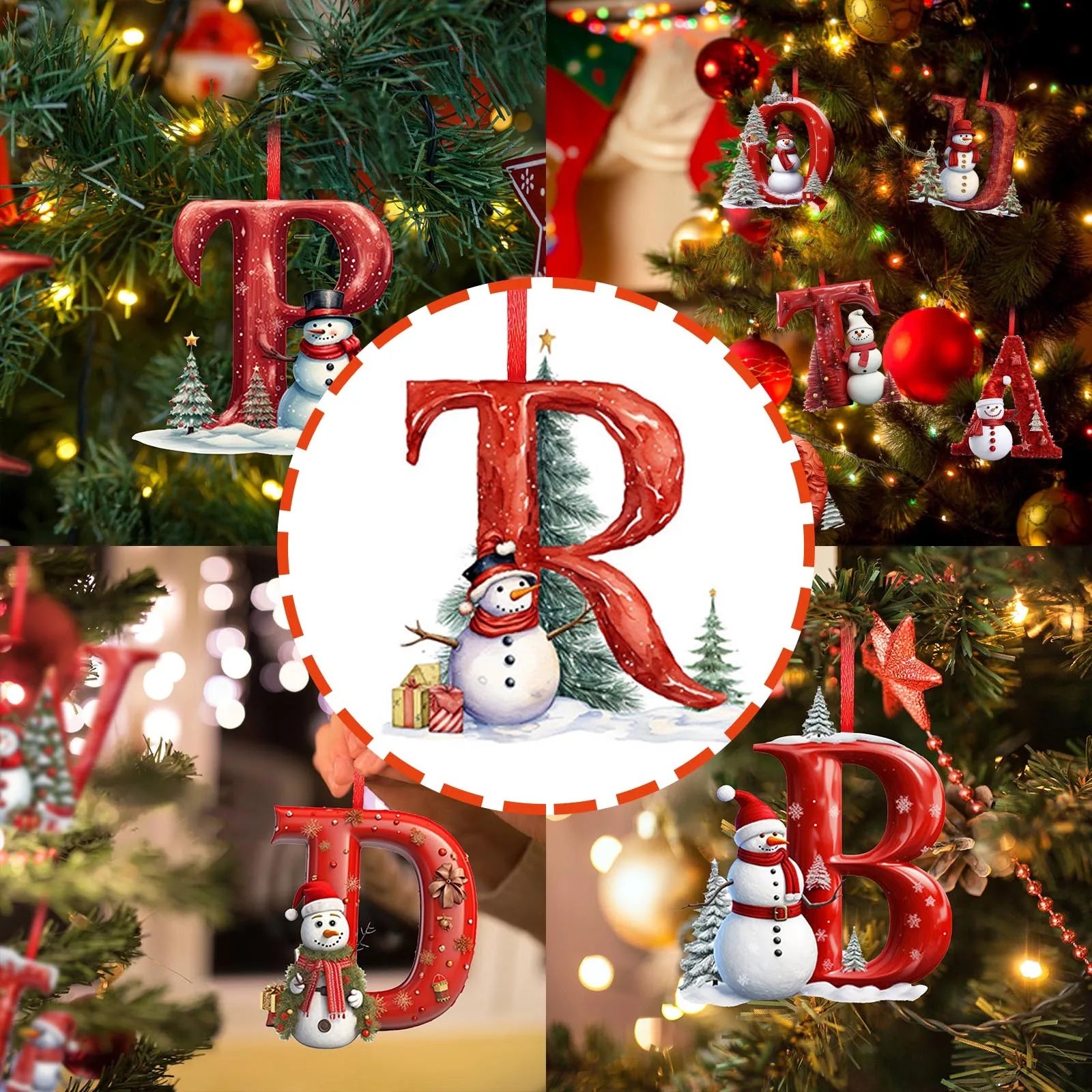 New Christmas Tree Decoration 2D Letter Pendant Acrylic 26 Letter Pendant Hanging Christmas Tree Ornament Accessories navidad