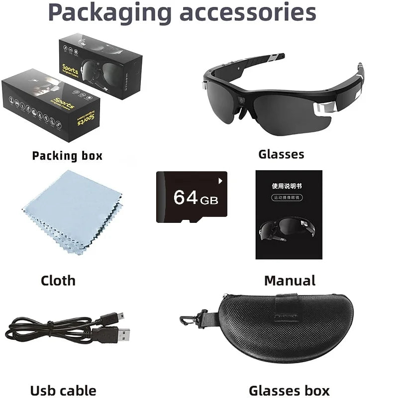 4K HD FPV Smart Glasses WIFI Camera 1080P Video Recording Mini Wireless Bodycam Vlogging POV Action Sports Motorcycle Cycling