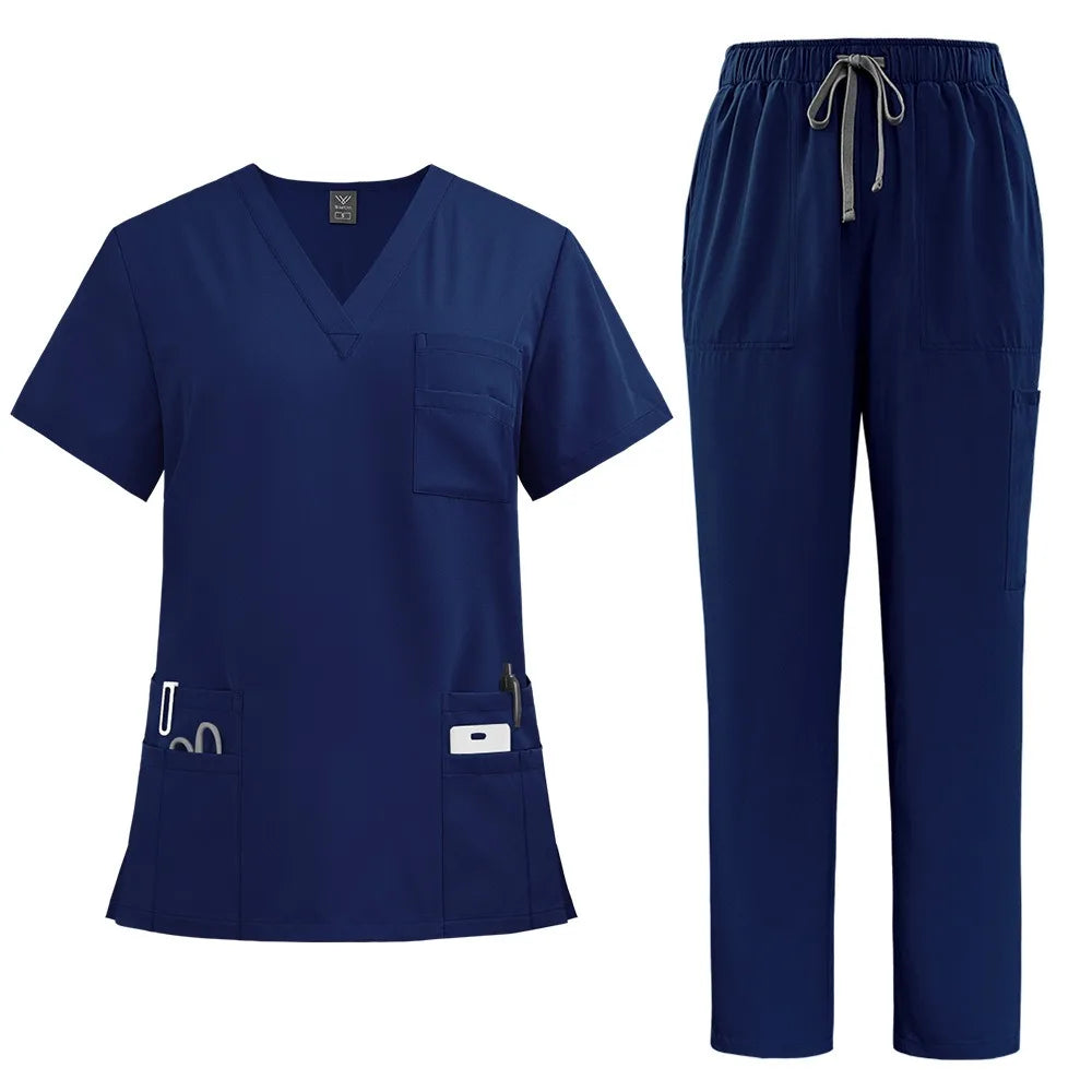 Soft Pink Clinical Uniform with Pockets Scrub Top & Pants Woman Pharmacy Workwear Work Clothes Healthcare Scrubs Sets Veterinary
