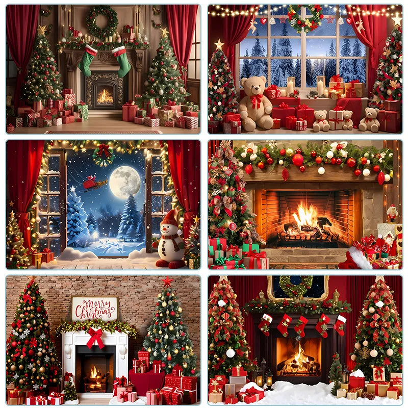 Navidad Decoration Anniversaires Xmas Tree Photography Backdrops Merry Christmas Backgrounds