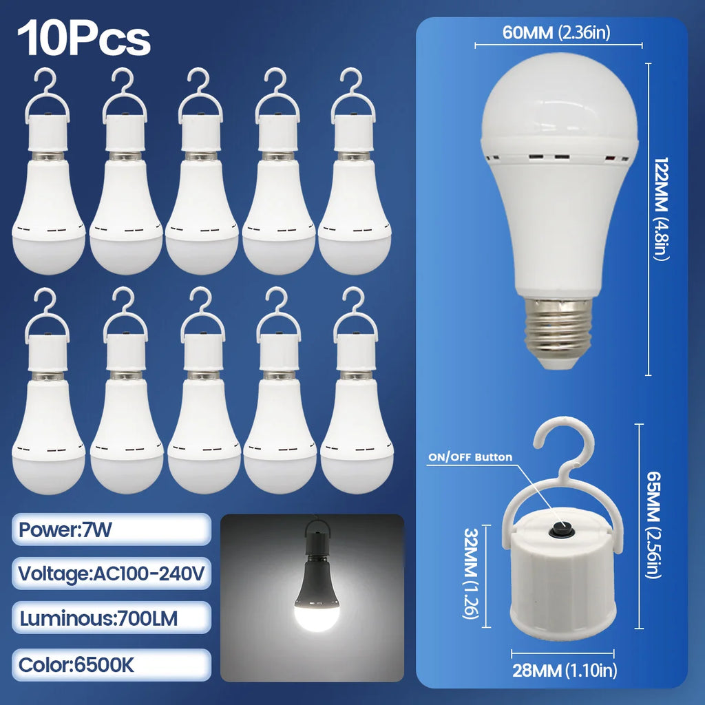 LED Rechargeable Bulb Light E27 7W 1500mAh Emergency Bulb 220V 110V for Home Power Outdoor Camping Failure Porch Garden Lamp