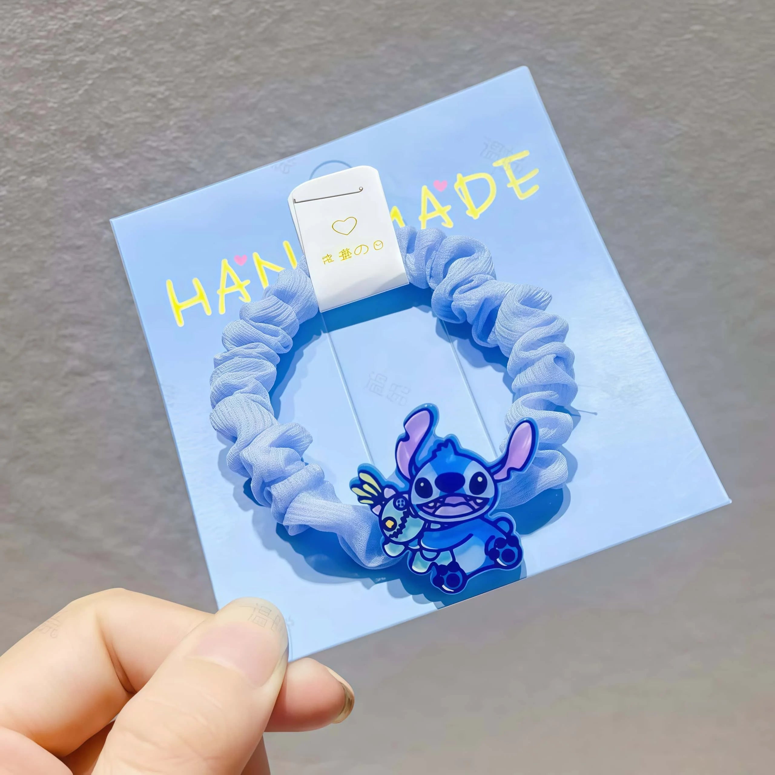 Kawaii Stitch Hair Scrunchies Set, Cute Blue Elastic Hair Bands for Daily Hairstyle & Decor