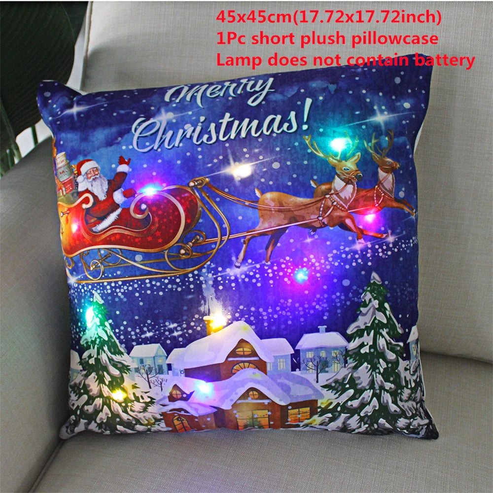 Decoración navideña Funda de almohada LED en conserva Navidad Regalo de Año Nuevo 45x45cm