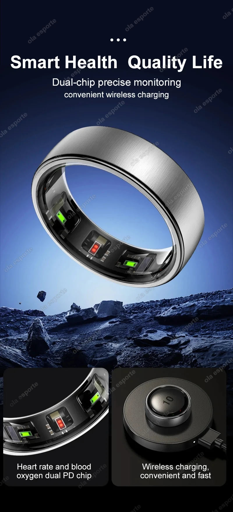2025 New in Smart Ring For Men Women Ring Bluetooth Health Monitor Smartring IP68&5ATM Waterproof Multi-sport Modes Smartring