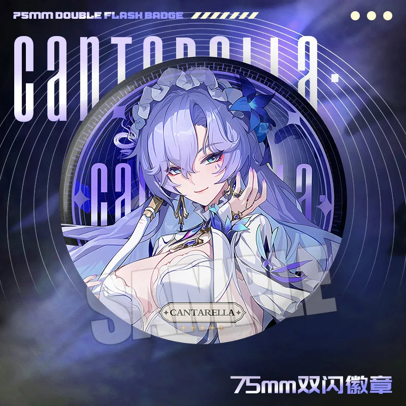 New Wuthering Waves 75MM Laser Brooch Chisa Mornye Lynae Lucilla Badge Pin Cartoon Anime Game Cosplay Jewelry Cute Gift