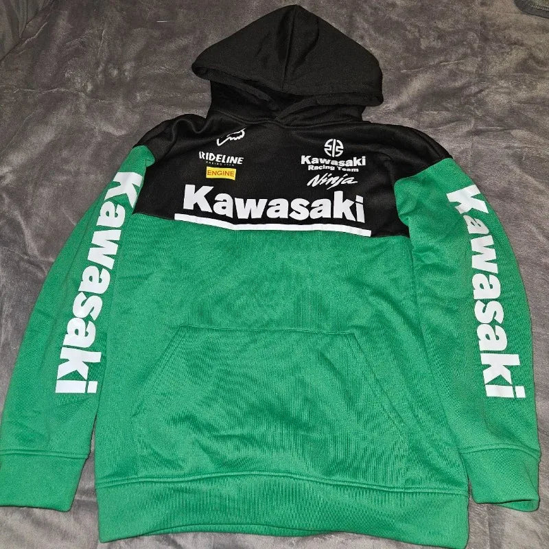 Kawasaki  Logo Racing Motorcycle Team Men  Hoodie Spring Autumn Male Sweatshirt Sport  Casual, Loose, Fashionable, and Warm