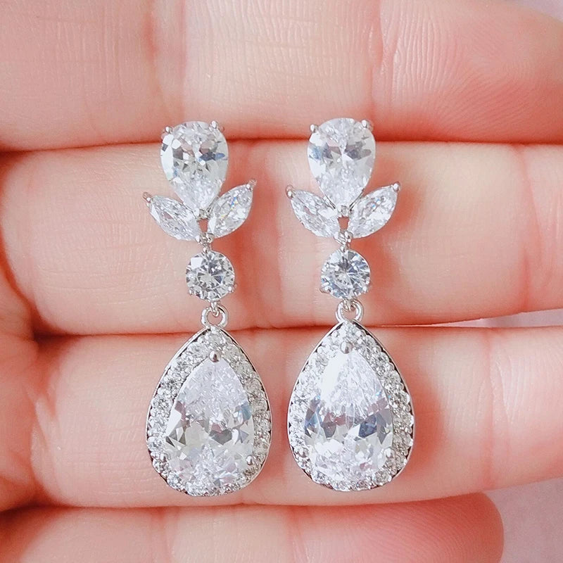 ZAKOL Stylish Geometric Drop Cubic Zirconia Earrings Women Elegant Bridal Wedding Party Jewelry Accessories Wholesale EP2242