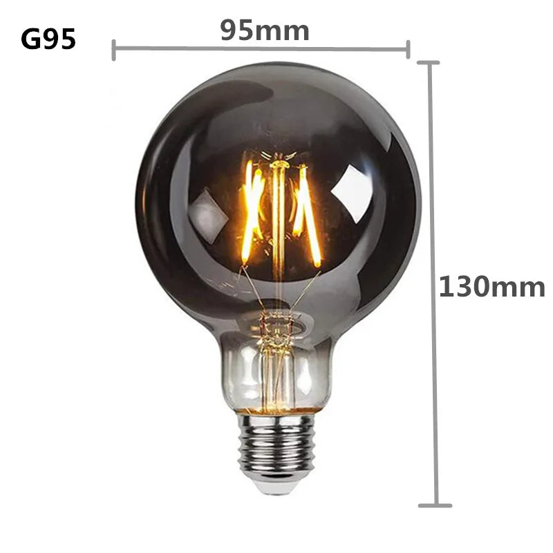 LED  E27 ST64 G80 G95 G125 4W Dimmable220V Smoky Gray Warm GSpiral Filament Bulb  Retro Vintage Decorative Lighting Edison Lamp